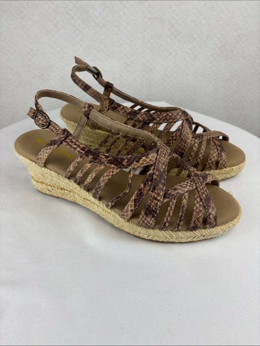 Naturalizer Brewster Snake Print Strappy Espadrille Wedge Sandals Women’s 8.5M
